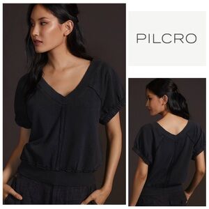 Pilcro V-Neck Sweatshirt in Grey